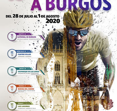 Cartel de la Vuelta a Burgos 2020 en la que se ve un ciclista