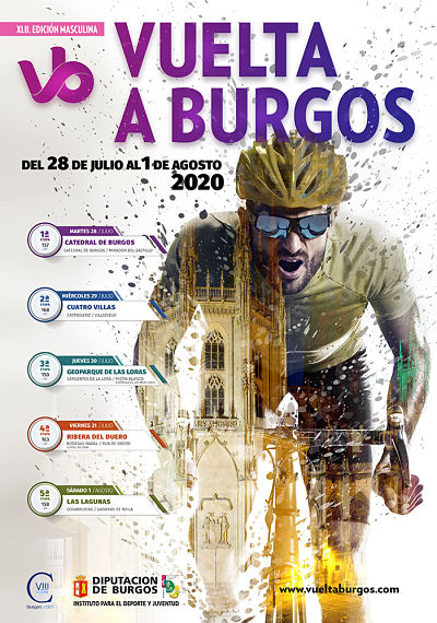 Cartel de la Vuelta a Burgos 2020 en la que se ve un ciclista