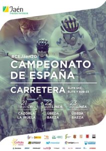 Cartel de los Campeonatos de España 2020 de ciclismo en el que sale los dos últimos ganadores Valverde y Sheila Gutierrez
